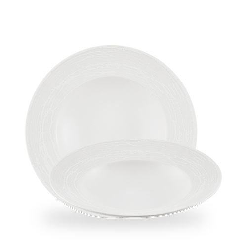 Churchill Super Vitrified Inked Elements White Wide Rim Bowl 28cm Case Size 6