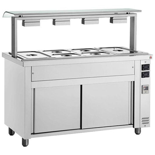 Inomak MJV714 Bain Marie 4 x 1/1GN Heated Base With Sneeze Guard.