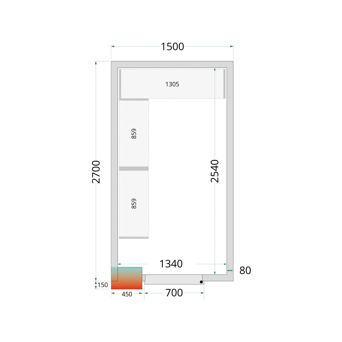 Tefcold CRPF1527 Walk In Chiller Coldroom 1500mm x 2700mm