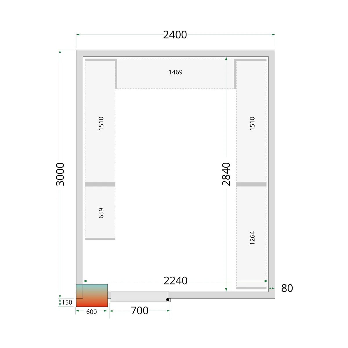 Tefcold CRPF2430 Walk In Chiller Coldroom 2400mm x 3000mm