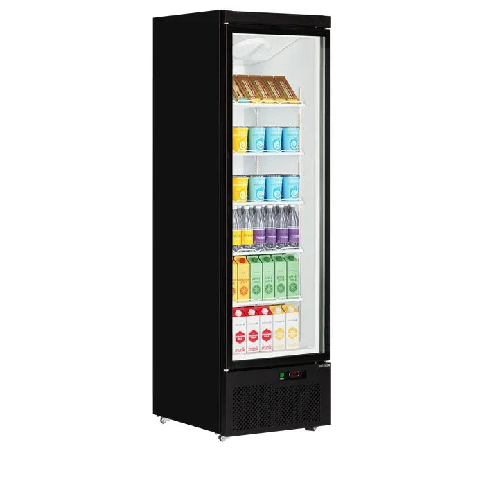 Tefcold Atom Maxi C1DB Black Upright Single Glass Door Fridge 614 Litres