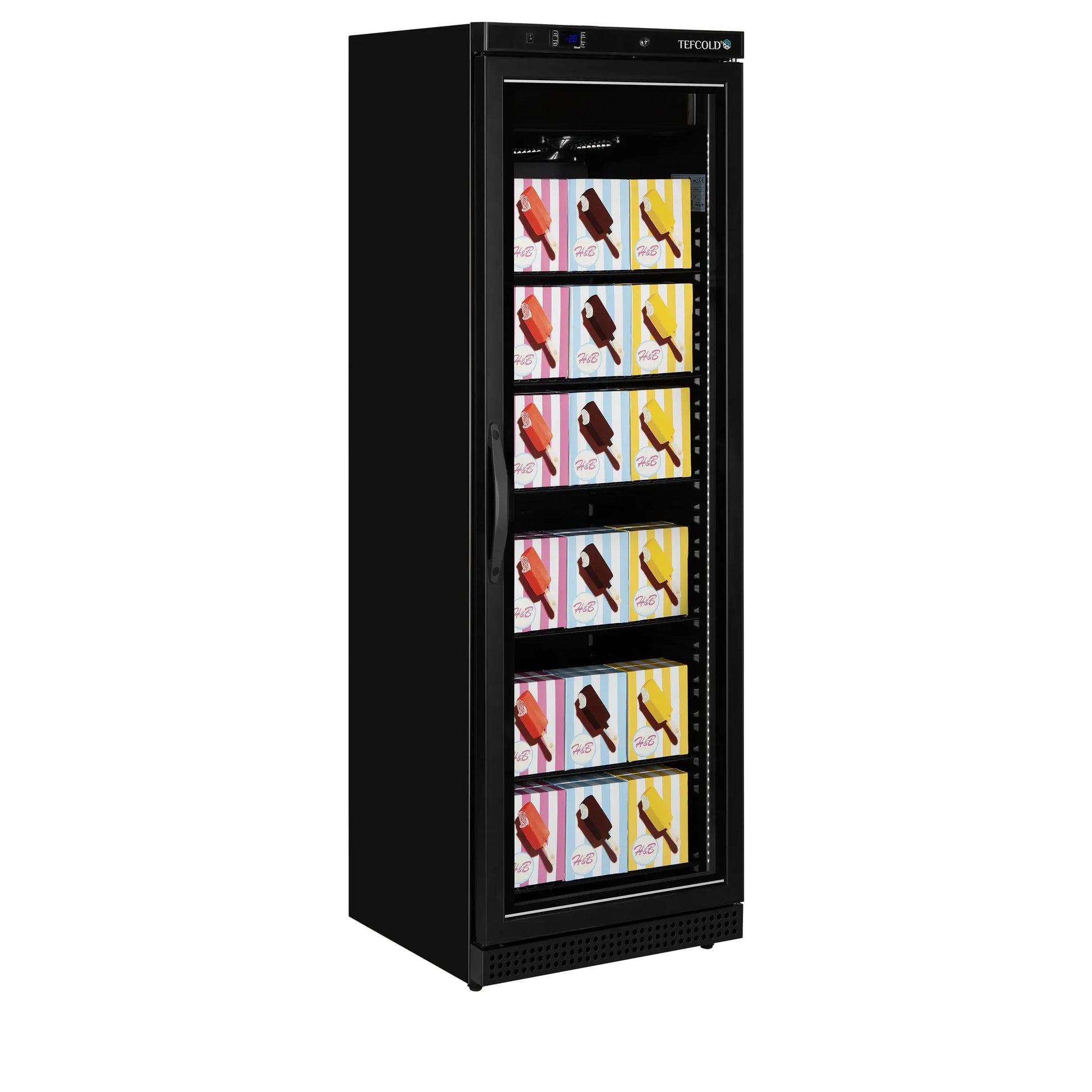 Tefcold UF400VGB Upright Black Single Glass Door Display Freezer 400 Litres
