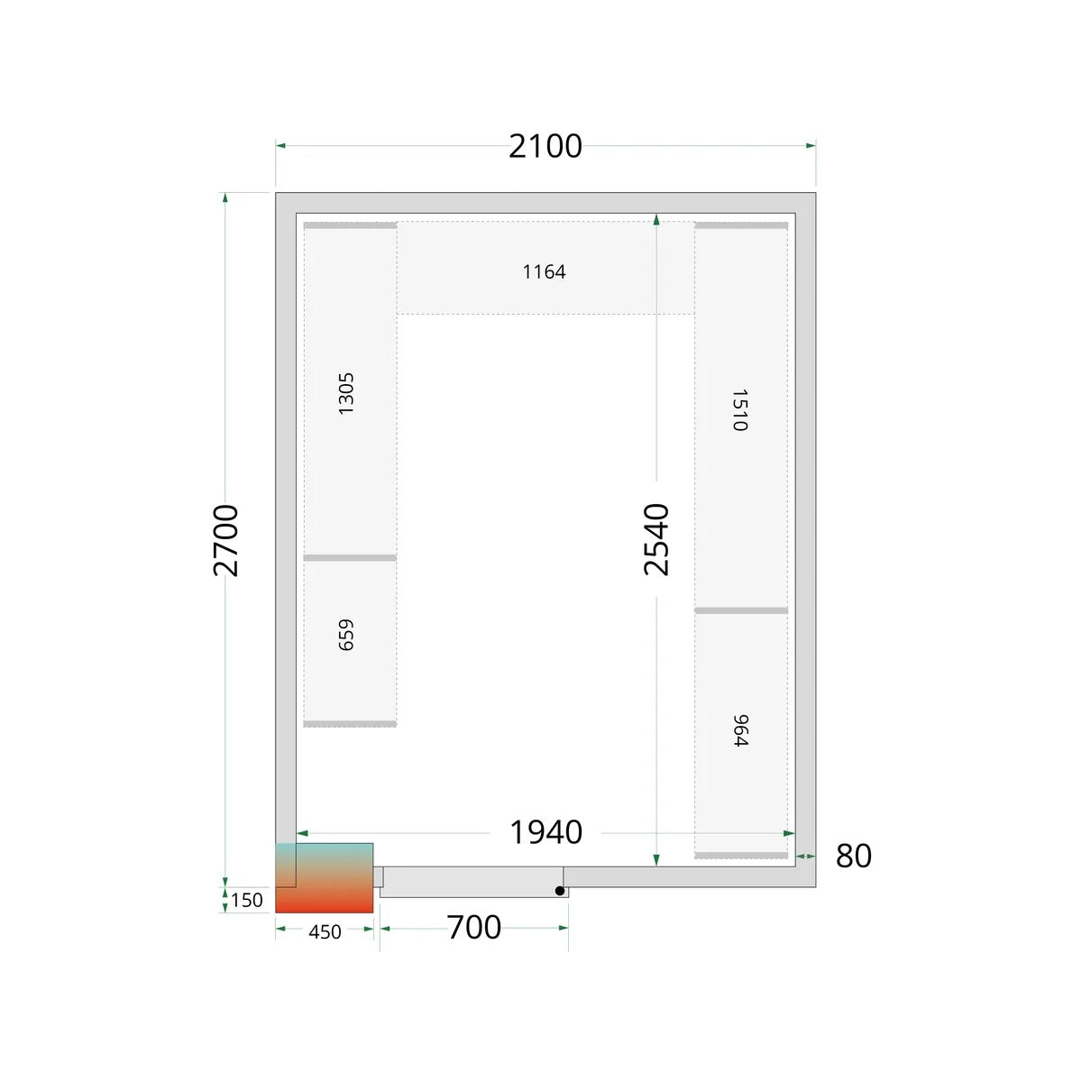 Tefcold CRPF2127 Walk In Chiller Coldroom 2100mm x 2700mm