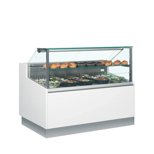 Tefcold BELLINI ID 1650FV SR Flat Glass Square White Serve Over Counter 1700mm