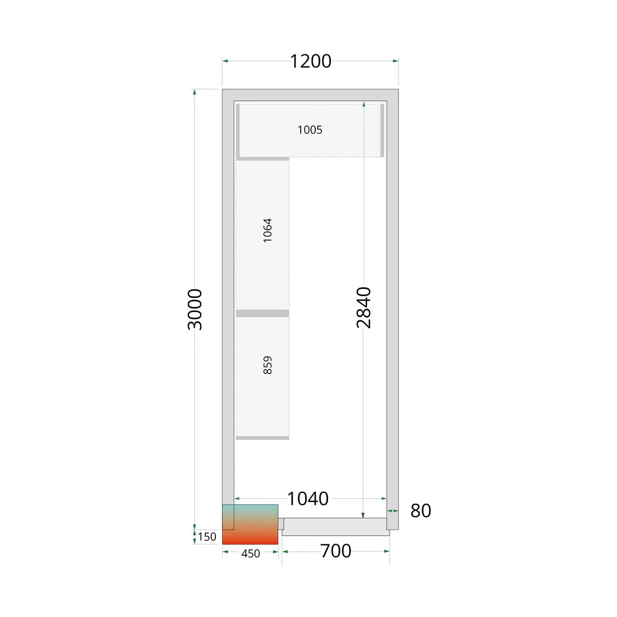 Tefcold CRPF1230 Walk In Chiller Coldroom 1200mm x 3000mm