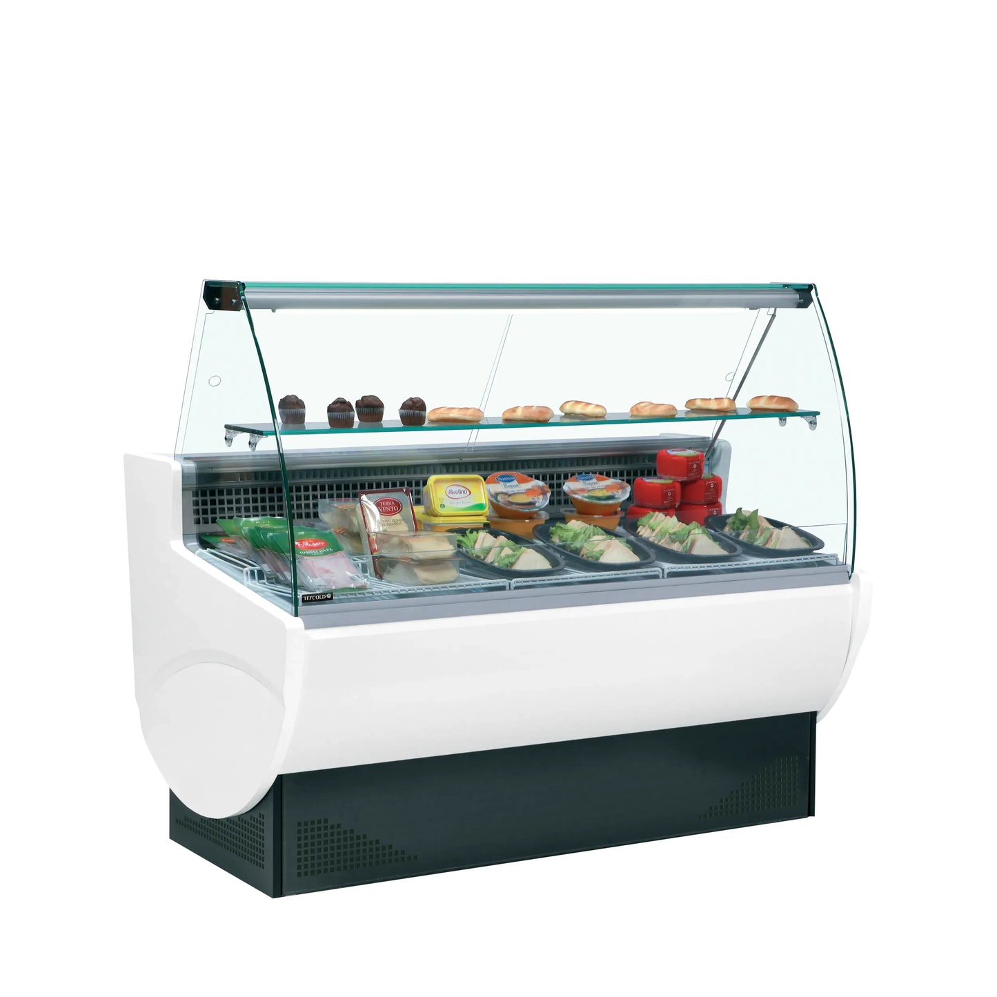 Tefcold TAVIRA II 100 Curved Glass White Slimline Serve Over Counter 980mm