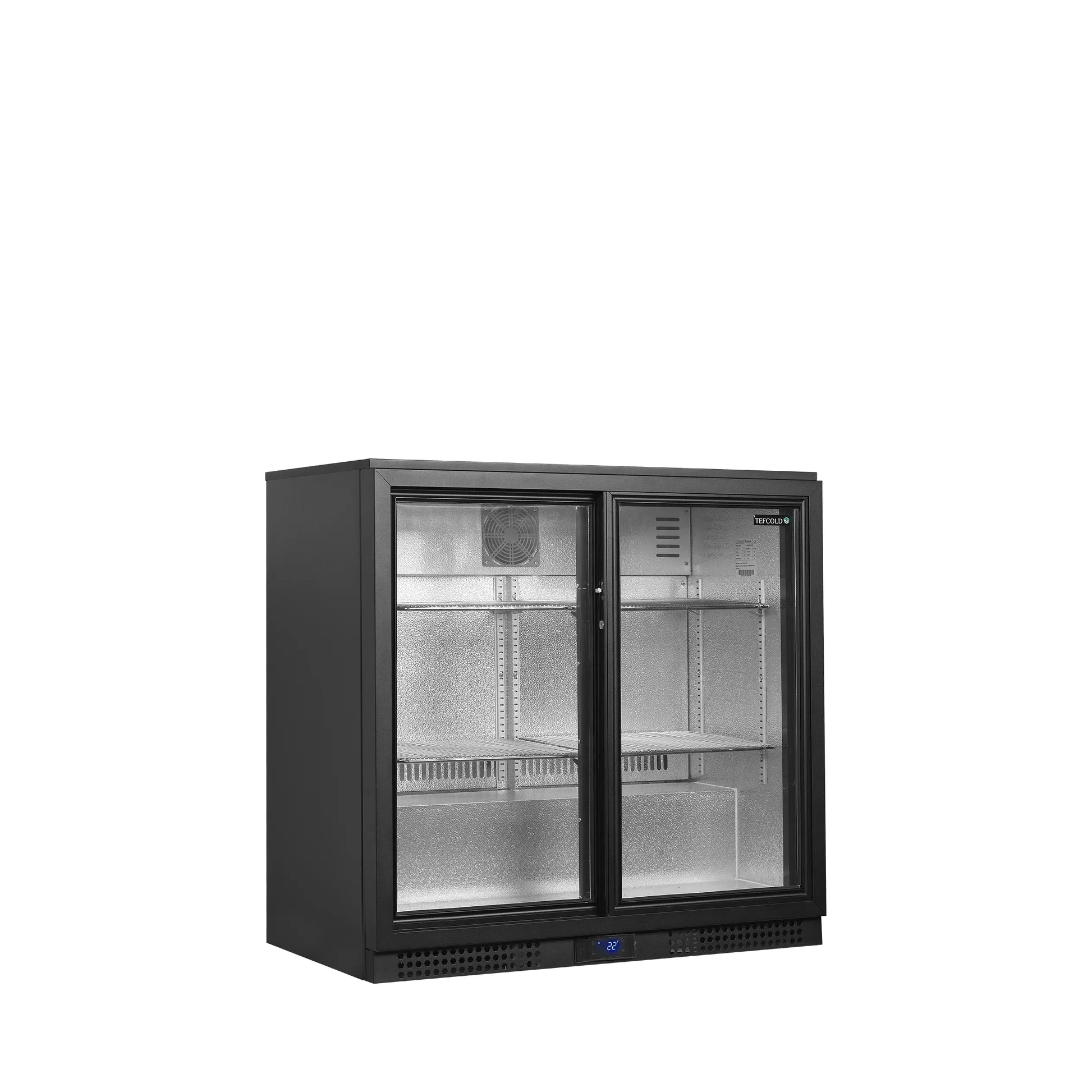 Tefcold BA21S Black Double Sliding Door Back Bar Bottle Cooler 196 Litres