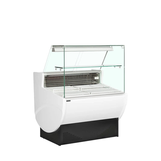 Tefcold TAVIRA II 150F Flat Glass White Slimline Serve Over Counter 1480mm