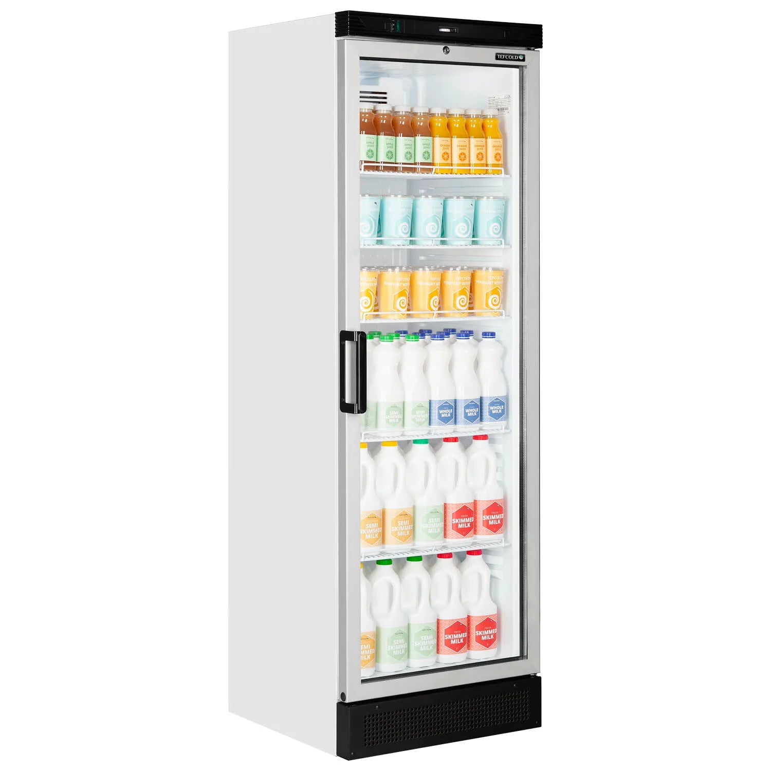 Tefcold FC1830 White Upright Single Glass Door Display Fridge 358 Litres