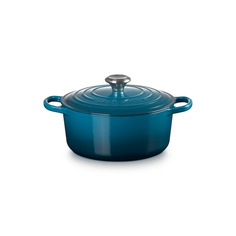 Le Creuset Deep Teal Cast Iron Round Casserole 20cm 2.4 Litres