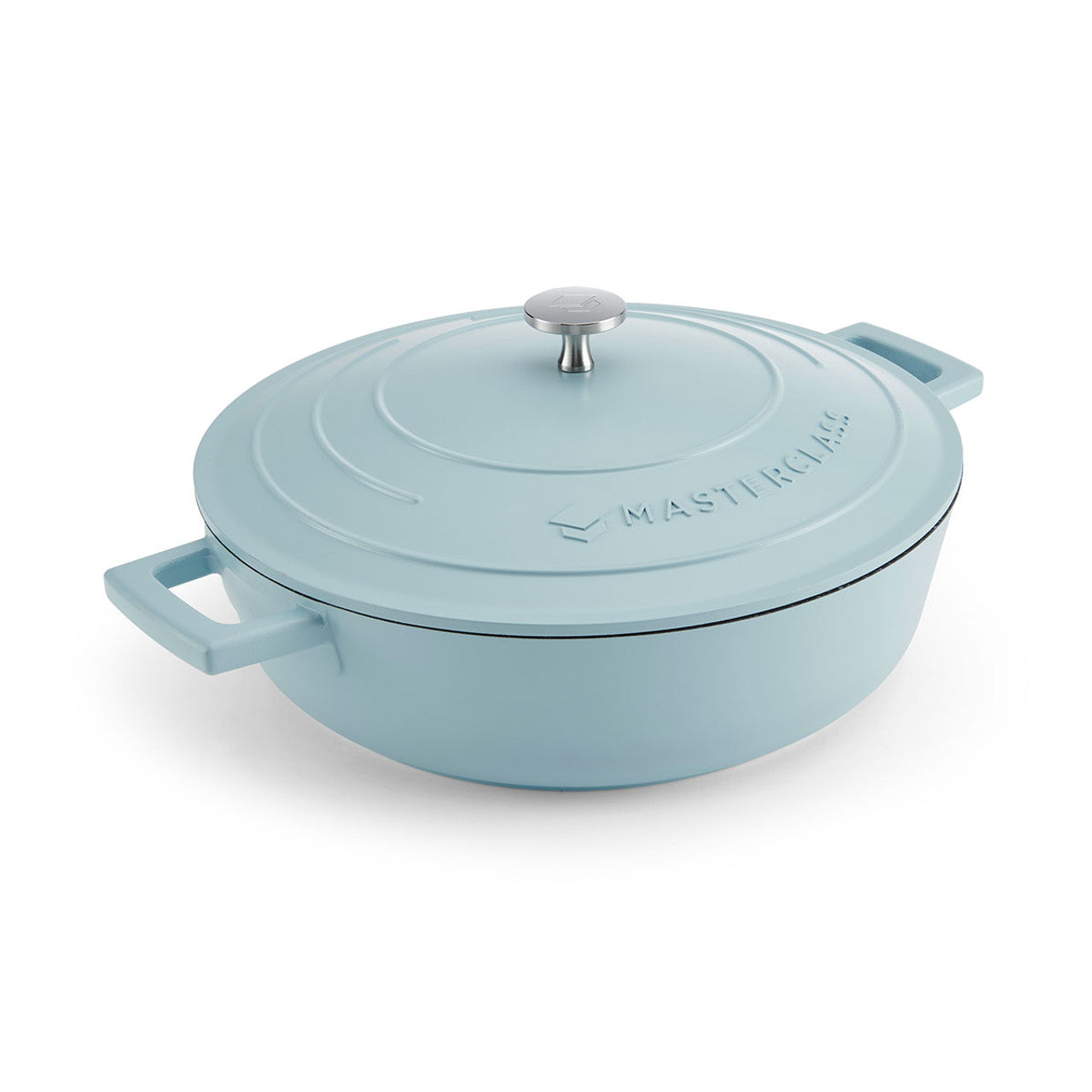 MasterClass Lightweight Shallow 4 Litre Sky Blue Casserole Dish With Lid