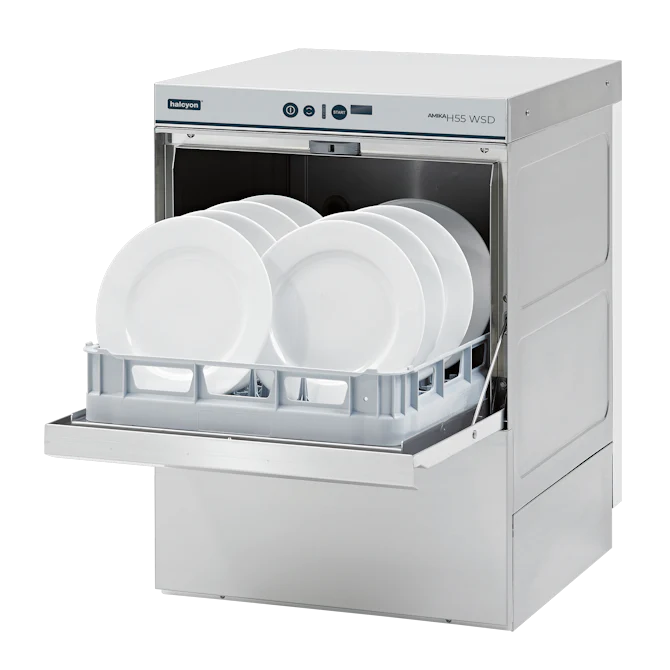 The Maidaid Halcyon Amika Range AMH55 WSD Undercounter Dishwasher Drain Pump &amp; Water Softener offers great reliability&nbsp;at a great price, the Amika AMH55 WSD has a type A break tank fitted as standard to meet category&nbsp;5 of the water regulations.