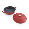 MasterClass Lightweight Shallow 4 Litre Red Casserole Dish With Lid OPEN