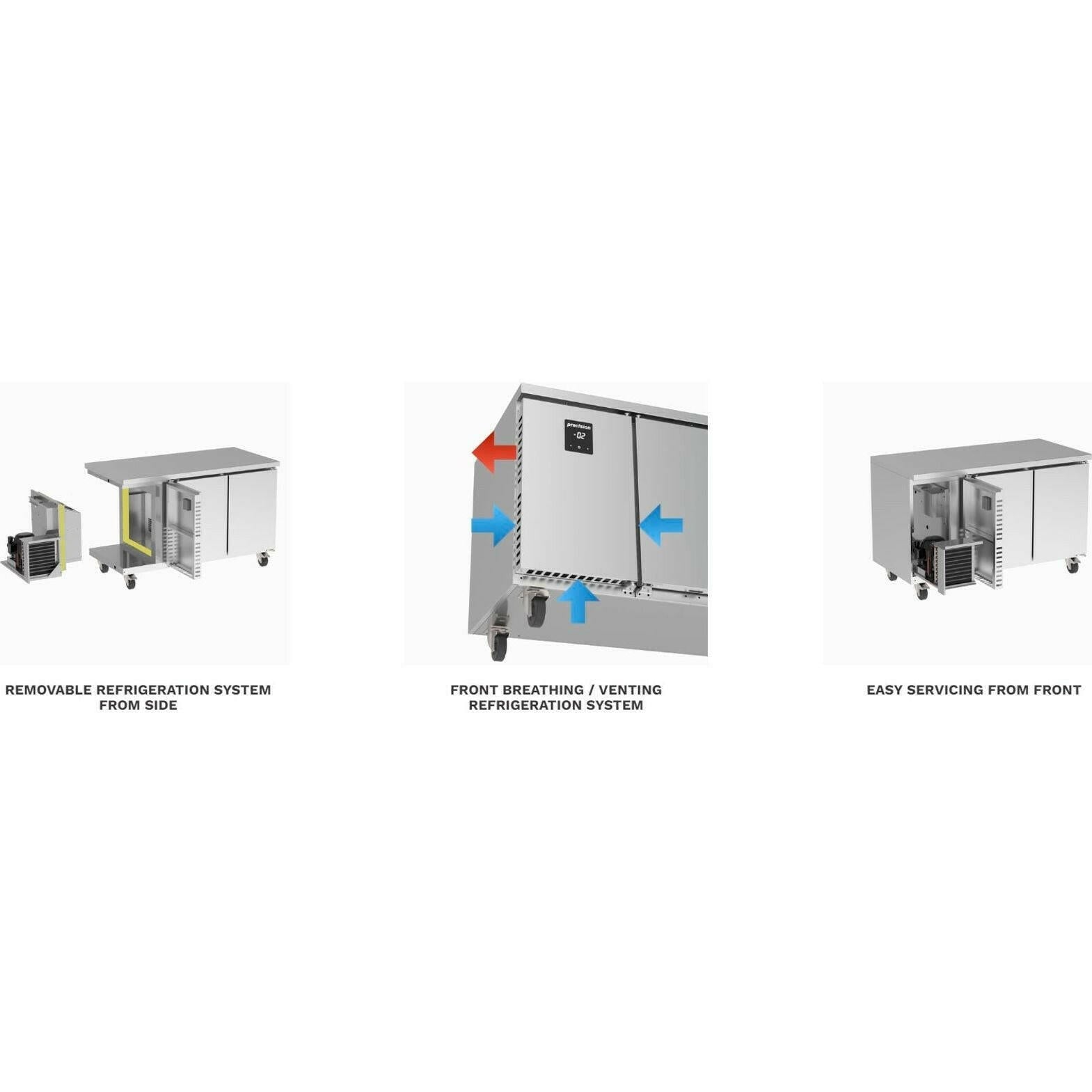 Precision MCU 411 Stainless Steel 4 Door Counter Fridge 330 Litres - Cater-Connect Ltd