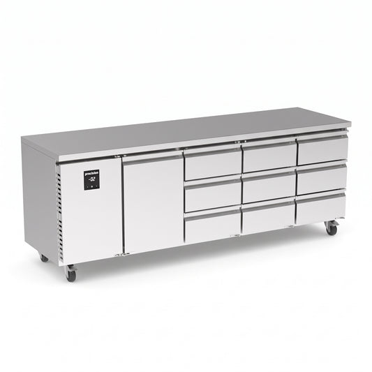 Precision MCU 411 Stainless Steel 1 Doors & 9 Draw Counter Fridge 330 Litres