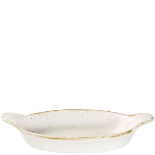 Churchill Stonecast Barley White Oval Eared Dish 12.5 x 23.2cm/4.88 x 9.13" 380ml/13.37oz Case Size 12