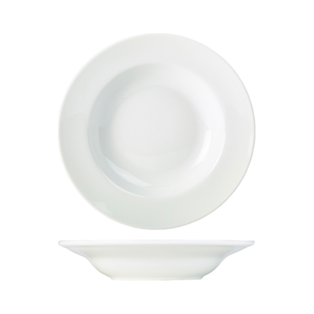 Genware Porcelain White Soup Plate 23cm x 4cm Case Size 6