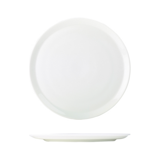 Genware Porcelain White Pizza Plate 28m Case Size 6