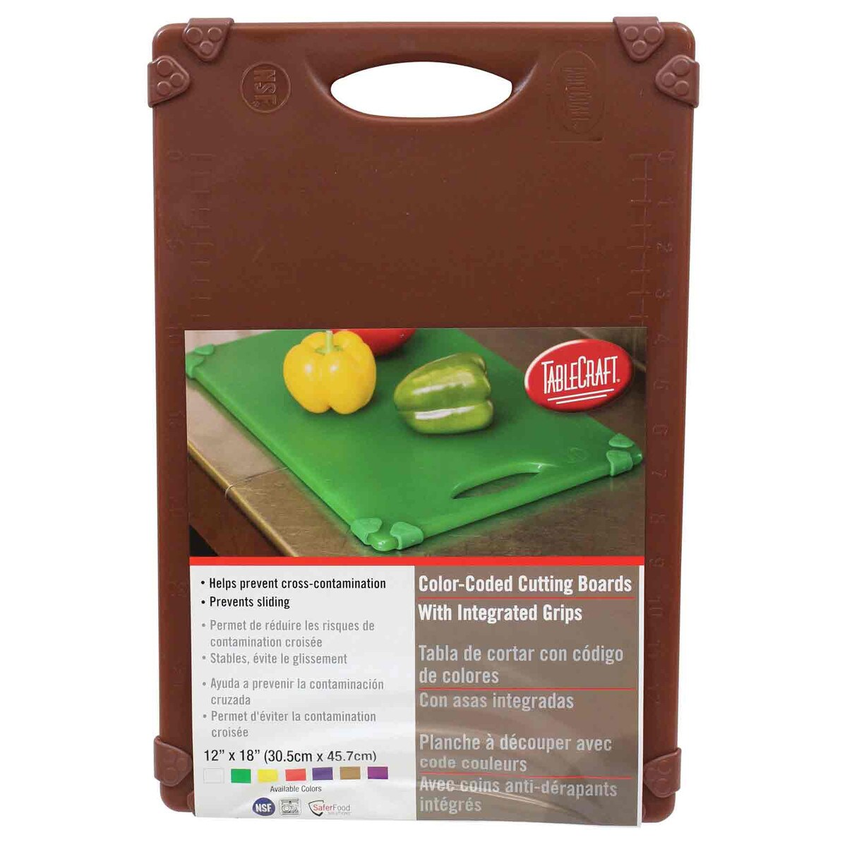 Tablecraft Brown 18 x 12" Grippy™ Polypropylene Cutting Board - Cater-Connect Ltd