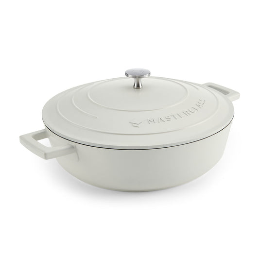 MasterClass Lightweight Shallow 4 Litre Cream Casserole Dish With Lid - Cater-Connect Ltd