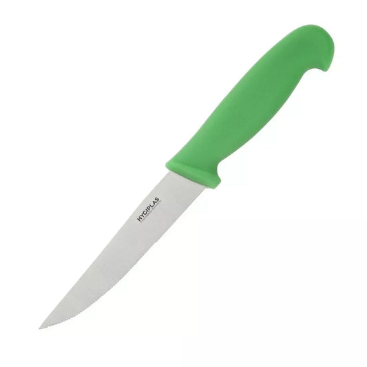 Hygiplas Serrated Vegetable Knife Green 10.5cm