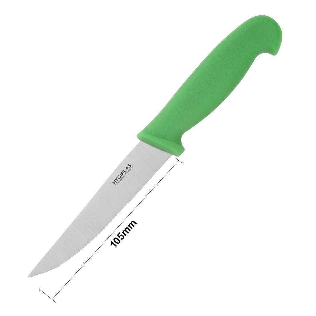 Hygiplas Serrated Vegetable Knife Green 10.5cm