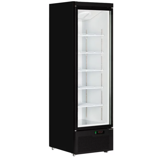 Tefcold Atom Maxi C1DB Black Upright Single Glass Door Fridge 614 Litres