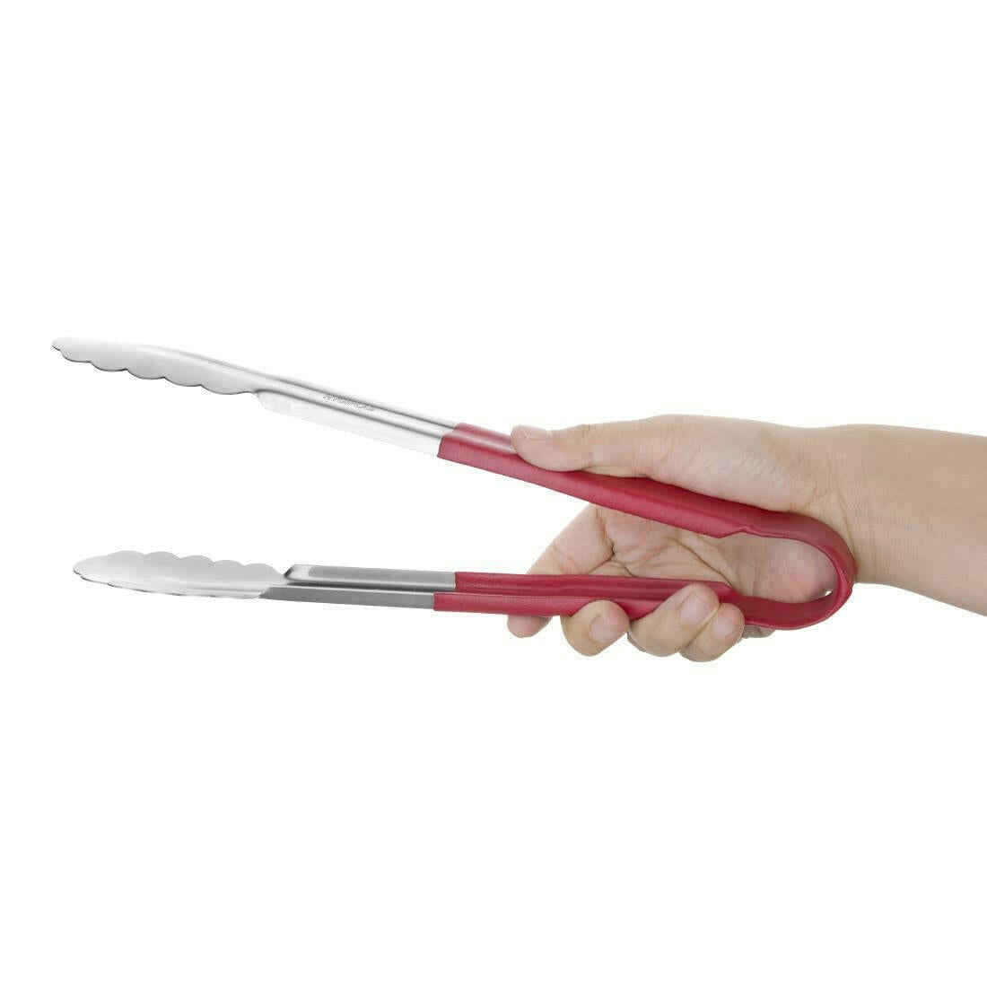Hygiplas Colour Coded Red Serving Tongs 300mm