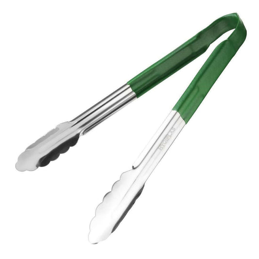 Hygiplas Colour Coded Green Serving Tongs 300mm