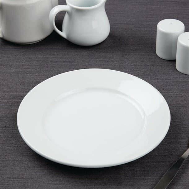 Olympia Athena White Wide Rimmed Plates 202mm Case Size 12 - Cater-Connect Ltd