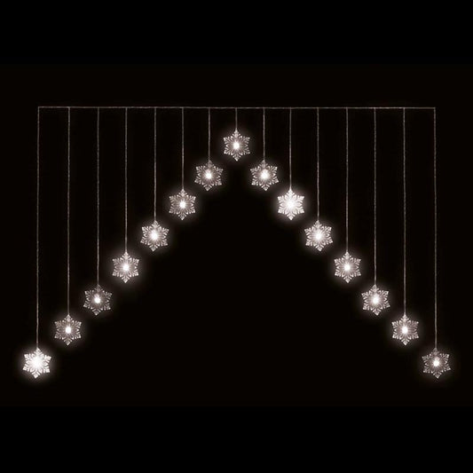 Snowtime Snowflake V Curtain Christmas Lights 15 Warm White LEDs - Cater-Connect Ltd