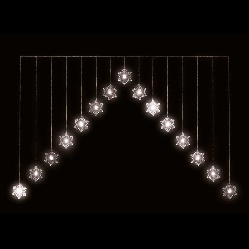 Snowtime Snowflake V Curtain Christmas Lights 15 Warm White LEDs - Cater-Connect Ltd