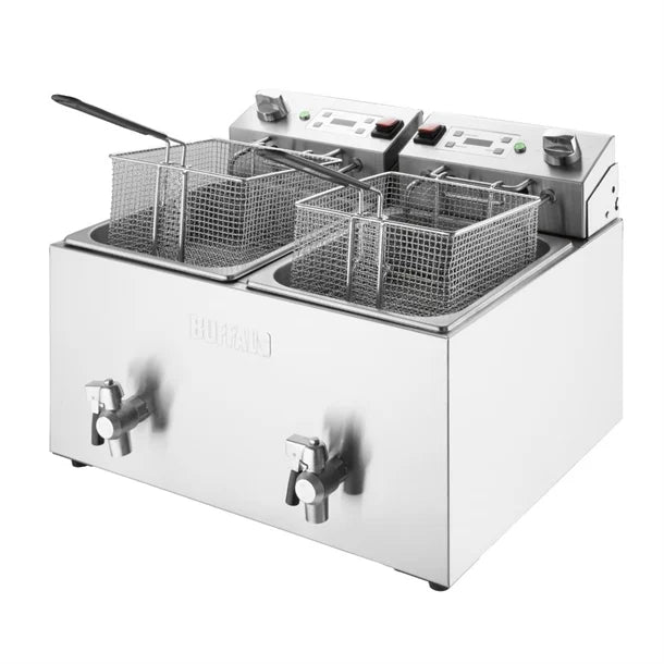 Buffalo CU621 Countertop Twin Tank Single Basket 16Ltr Fryer