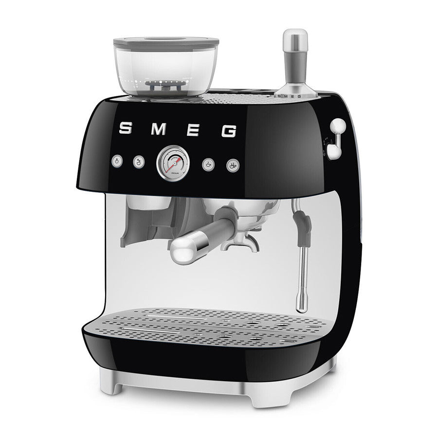 Smeg EGF03BLUK Retro Black Espresso Coffee Machine With Grinder