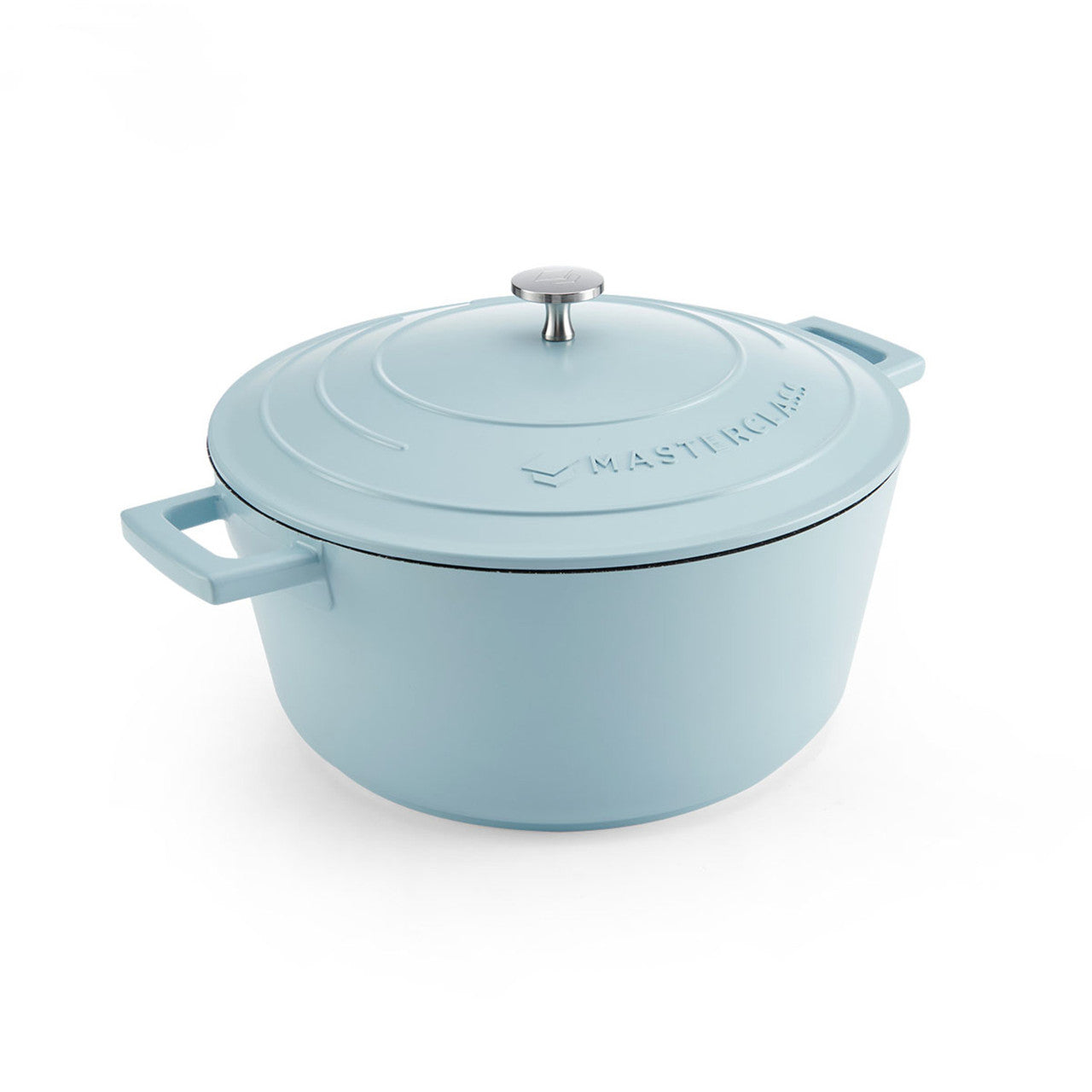 MasterClass Lightweight Shallow 5 Litre Sky Blue Casserole Dish With Lid