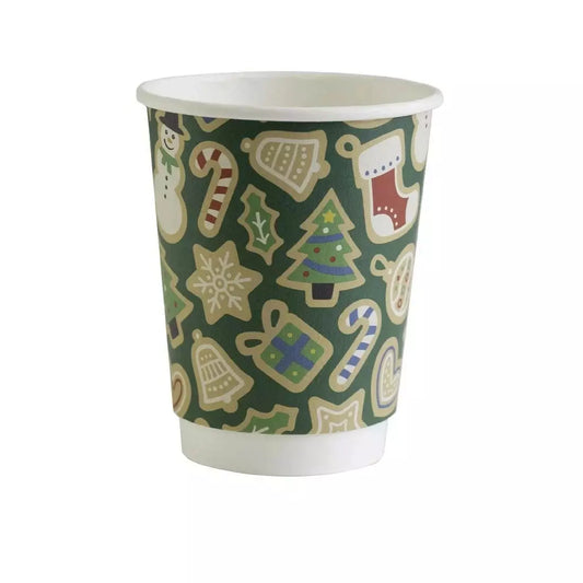 Vegware Compostable Christmas Coffee Cups Double Wall 12oz Case Size 500