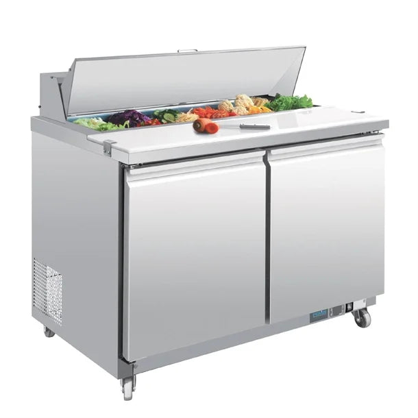 Polar U-Series Double Door Prep Counter Fridge 405 Litres