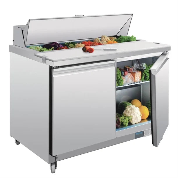 Polar U-Series Double Door Prep Counter Fridge 405 Litres