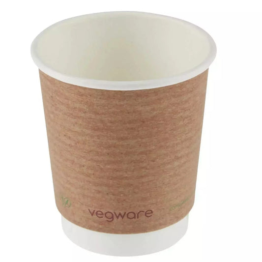 Vegware Compostable Coffee Cups Double Wall 8oz Case Size 500