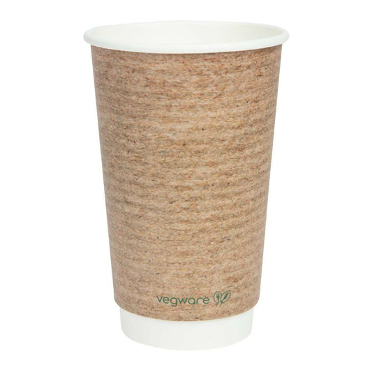 Vegware Compostable Coffee Cups Double Wall 16oz Case Size 400