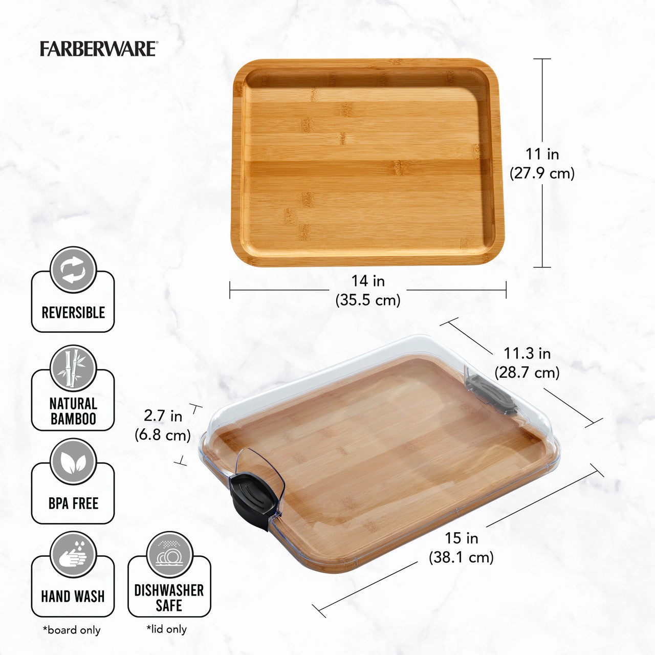 Farberware Build-A-Board Bamboo Rectangular Board 28cm x 38.5cm