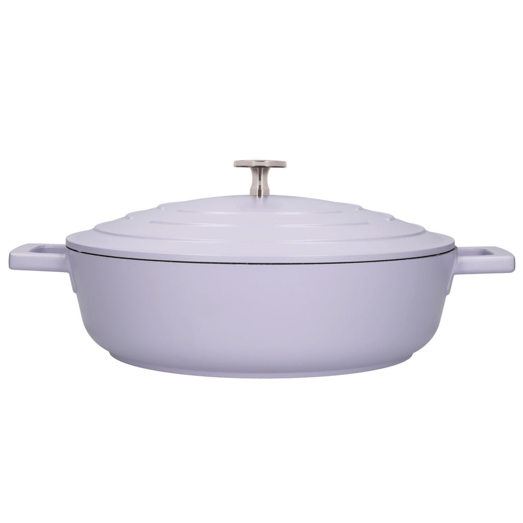 MasterClass Lightweight Shallow 4 Litre Lavender Casserole Dish With Lid