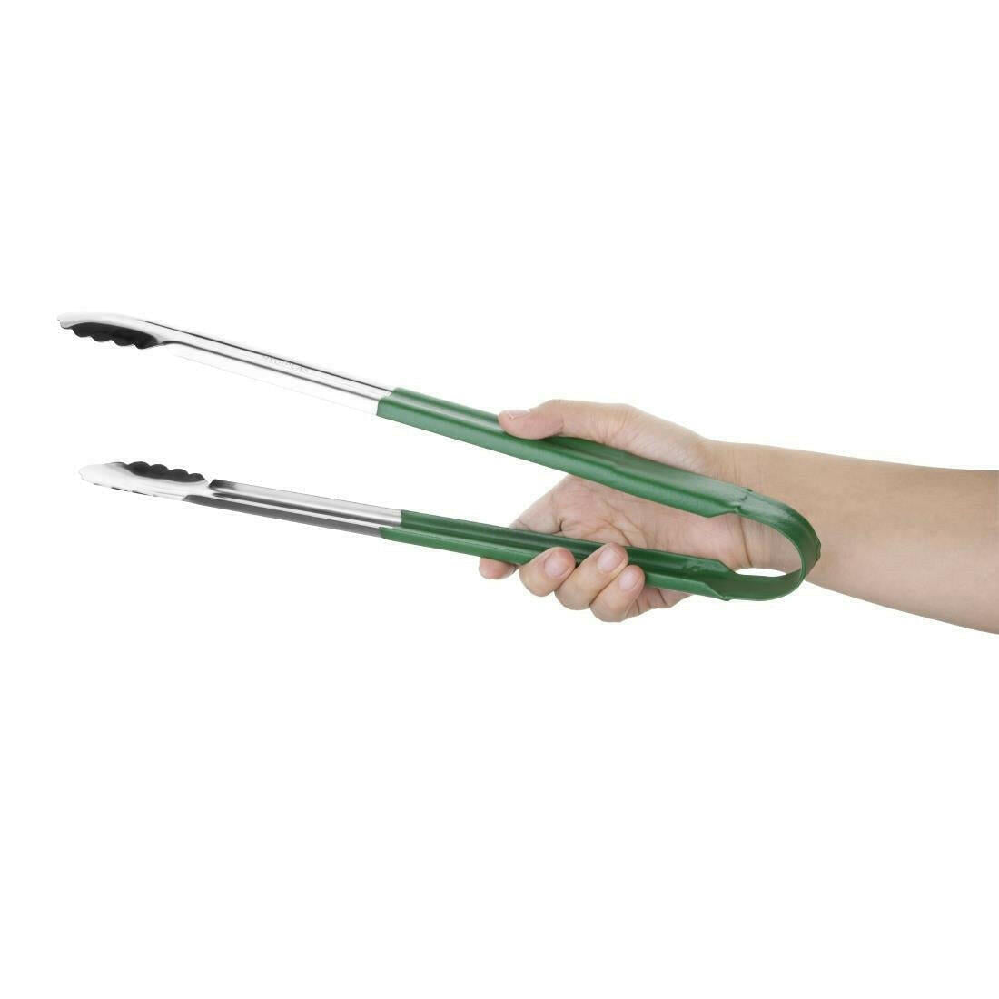 Hygiplas Colour Coded Green Serving Tongs 405mm - Cater-Connect Ltd