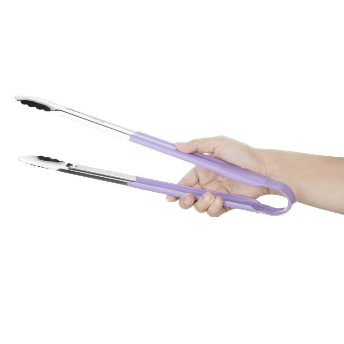 Hygiplas Colour Coded Purple Serving Tongs 405mm