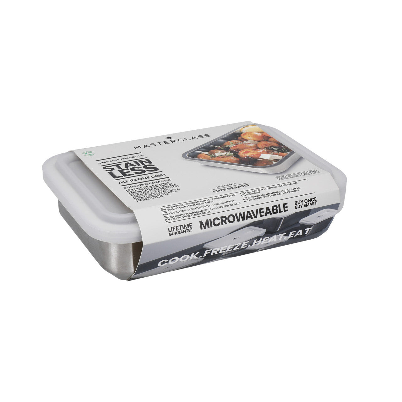 MasterClass All-In-One Cook Freeze & Heat Stainless Steel Dish 1.3 Litres