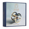 Artesá 2-Tier Geometric Brass-Finished Serving Stand With Slate Serving Platters.