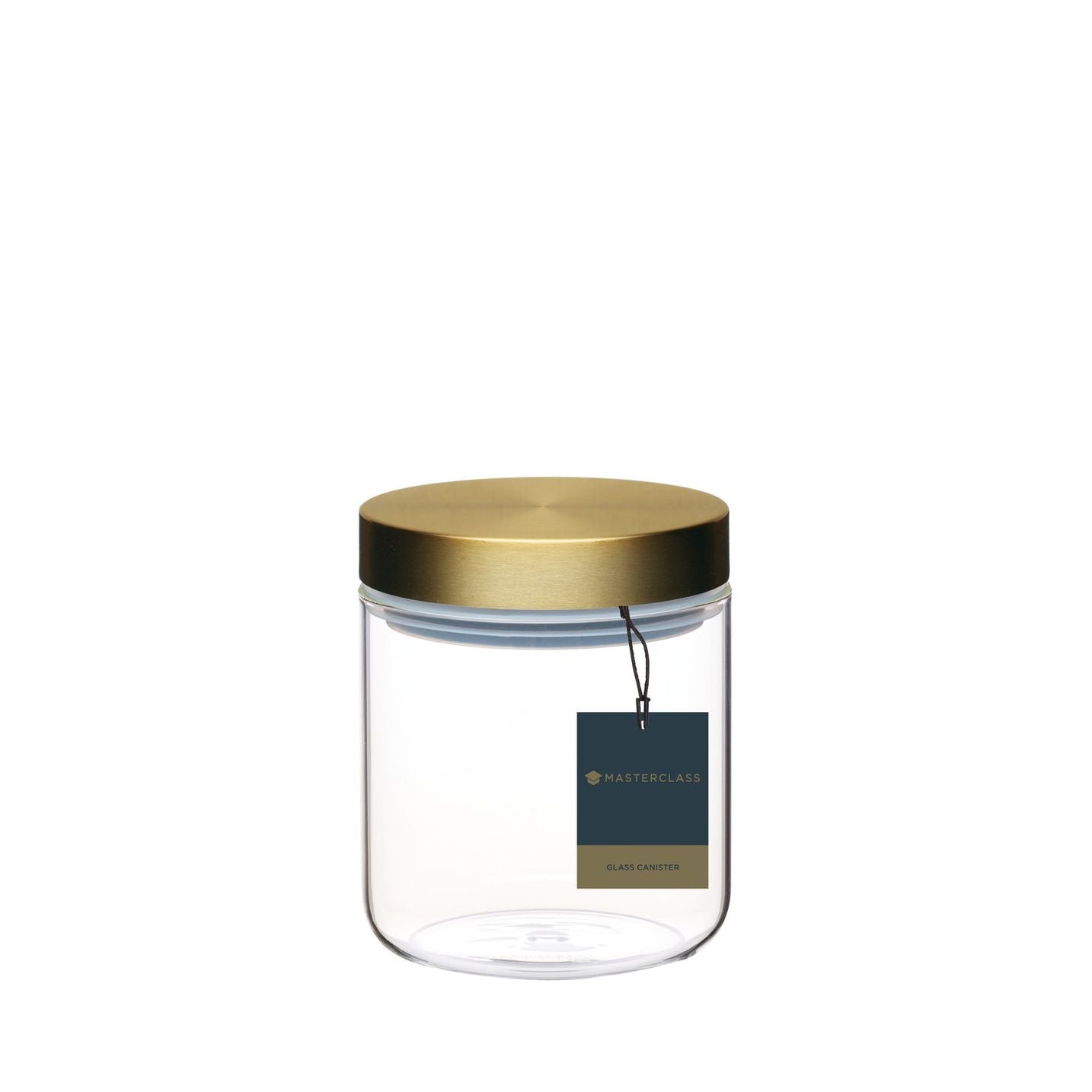 MasterClass Airtight Small Glass Food Storage Jar With Brass Lid 700ml