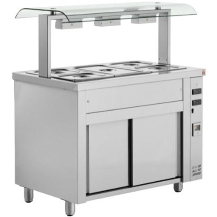 Inomak MVV711 Bain Marie 3 x 1/1GN With Heated Base & Single Sneeze Guard