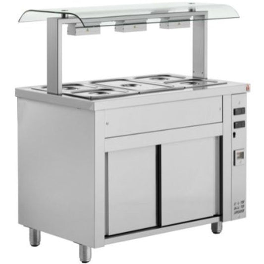 Inomak MVV711 Bain Marie 3 x 1/1GN With Heated Base & Single Sneeze Guard