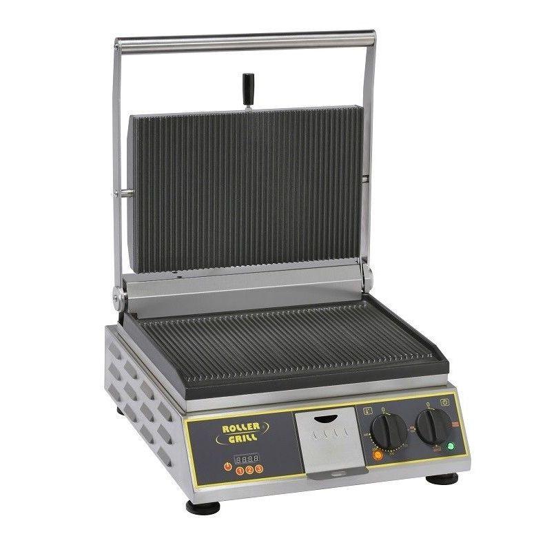 Roller Grill PremiumR Large Single Contact Grill Ribbed Top & Bottom 3kw.